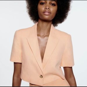 NWT ZARA CROPPED BLAZER LINO